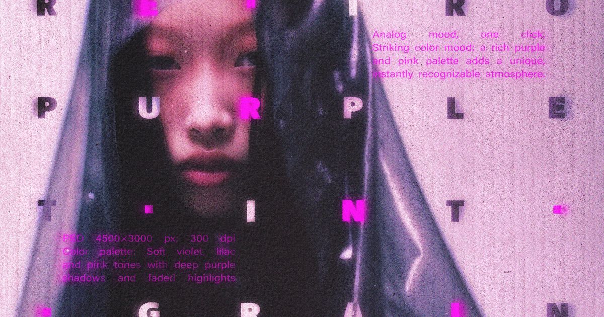 Retro Purple Tint Grain Photo Effect | Pixelbuddha