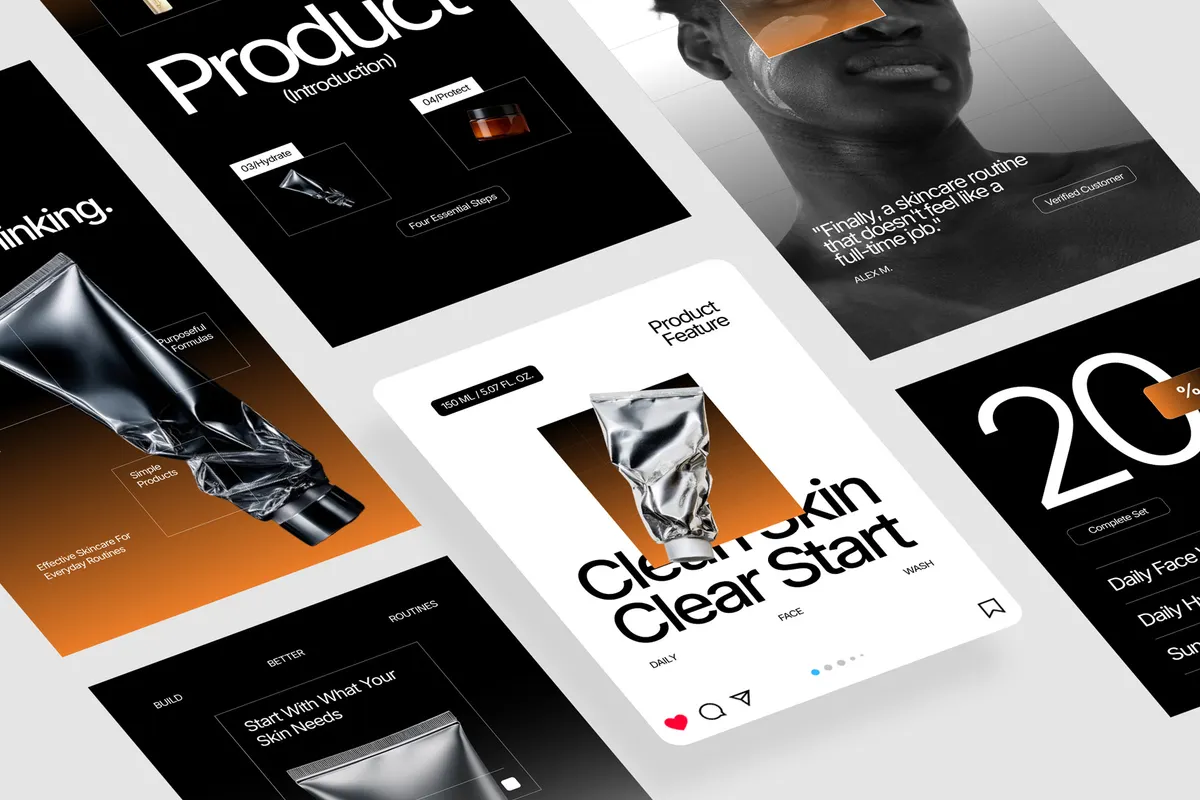 Men's Skincare Brand Instagram Pack - Adobe Template