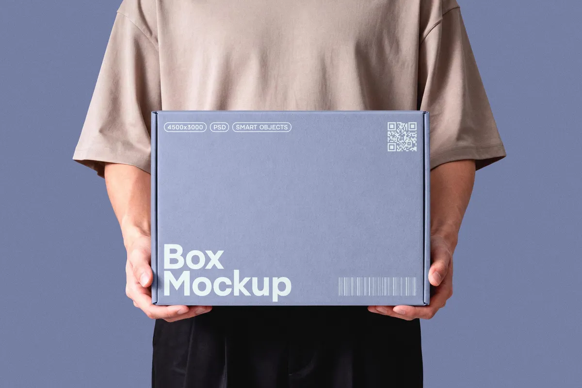 Box In Hands Mockup
