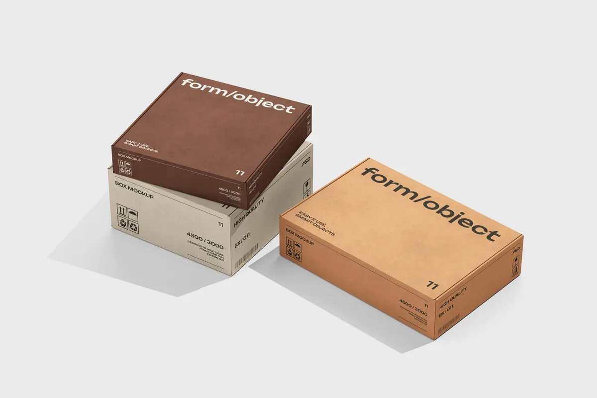 Three Rectangular Boxes Mockup