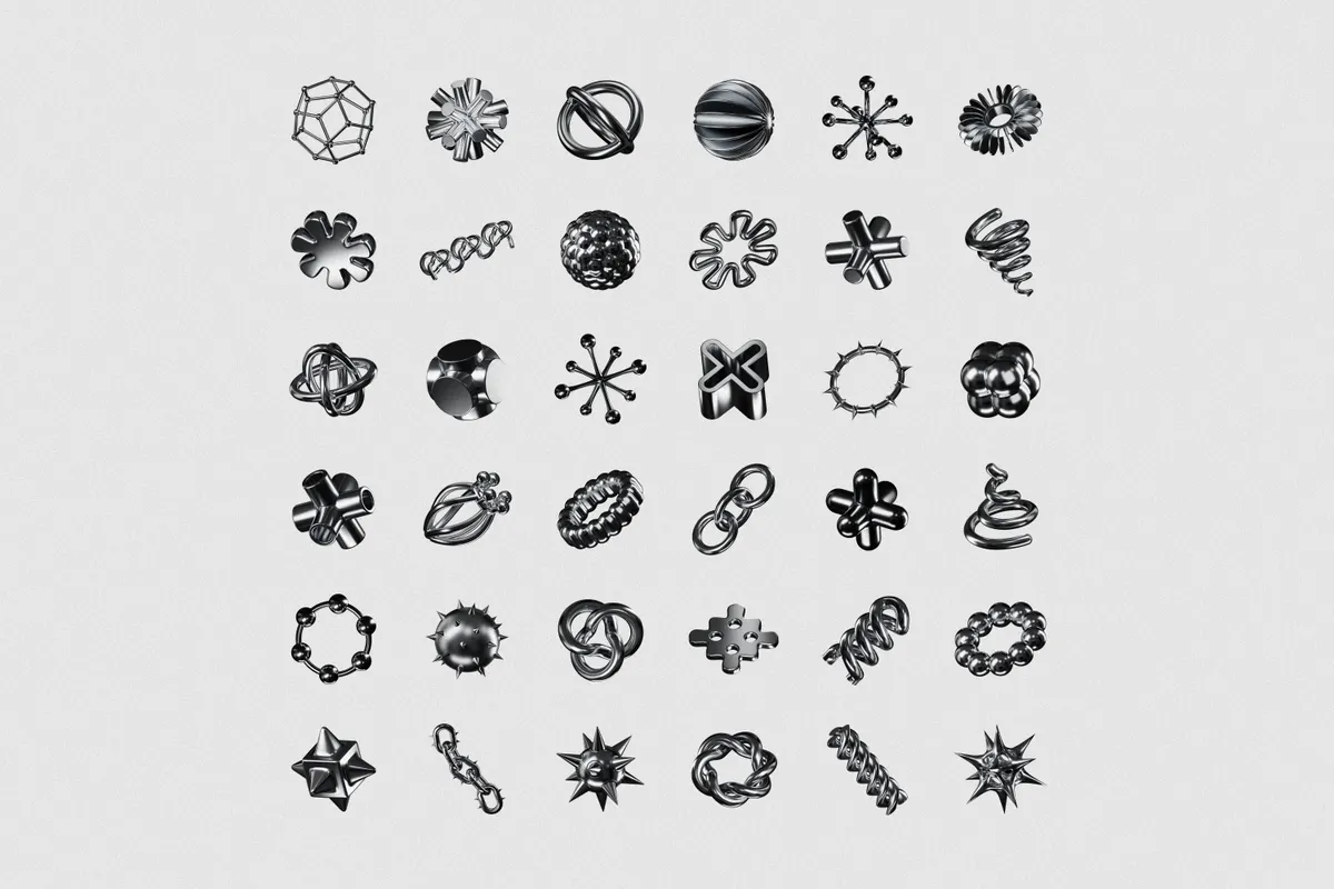 Chrome Matter: Sculptural 3D Chrome Elements