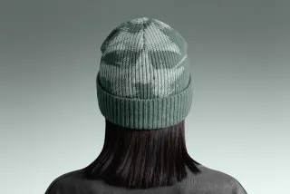 Ribbed Knit Beanie Mockup - Back View