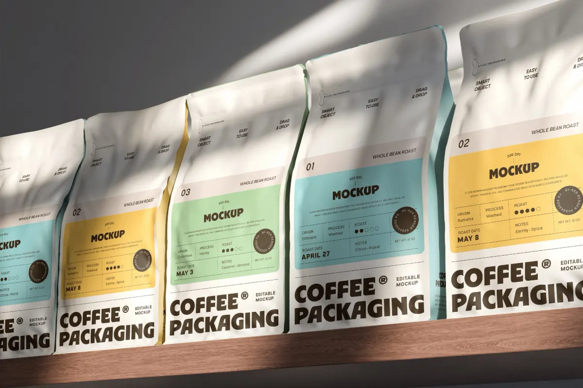 Stand Up Pouch Coffee Packaging Mockup