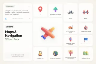 Map & Navigation Claymorphic 3D Icons