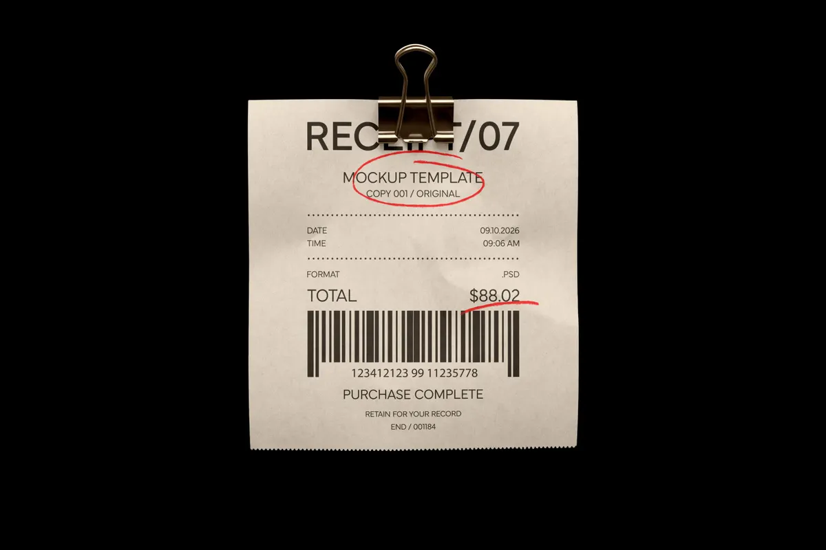 Receipt With Clip Mockup