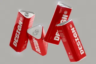 Floating Triangular Cans Mockup