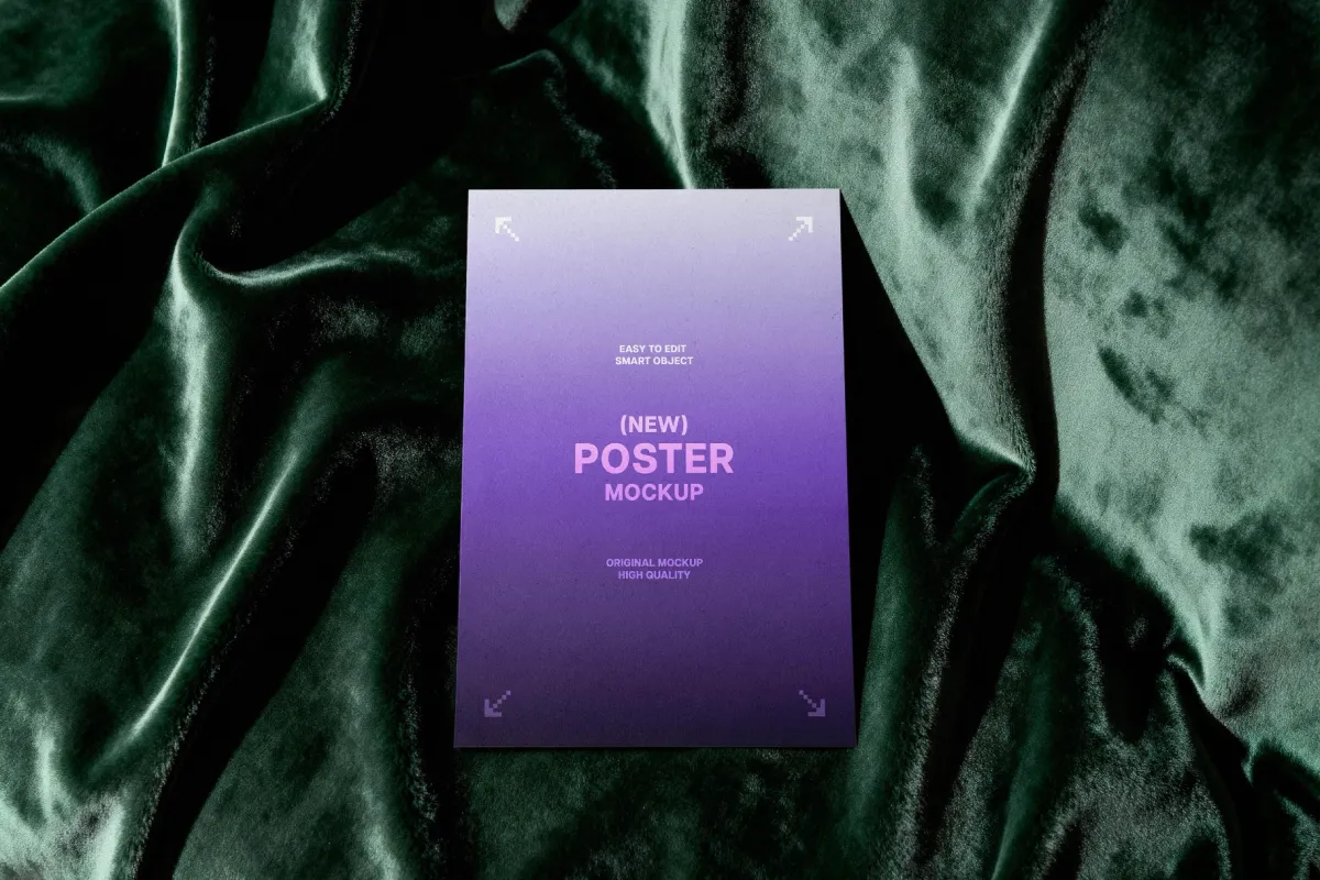 Poster Mockup on Velvet Fabric