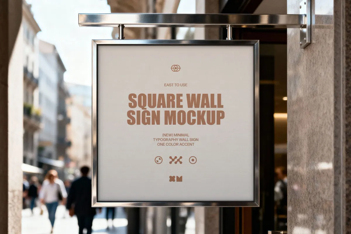 Square Wall Sign Mockup