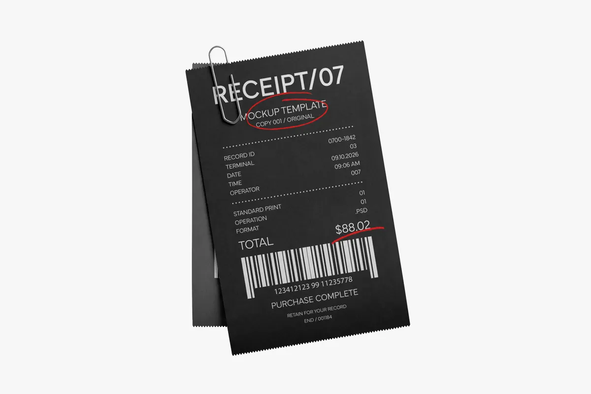 Paperclip Receipts Mockup