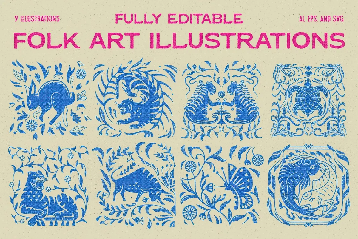 Animal Folk Art Illustration