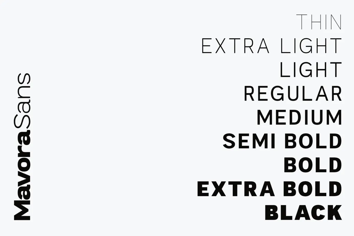 Mavora Sans Typeface - 45 Weights