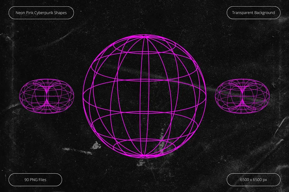 Neon Pink Cyberpunk Shapes
