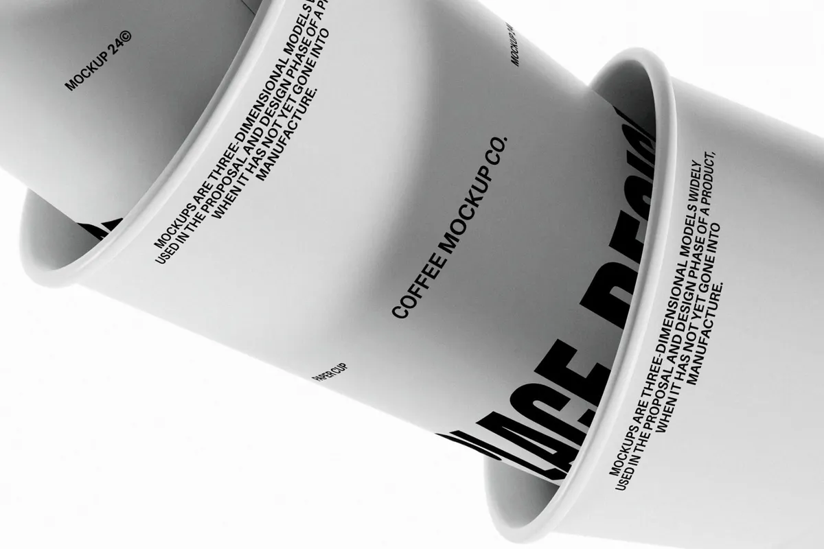 Dropping Paper Cup Stack Mockup