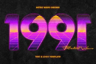 1991 Retro Chrome Text Effect