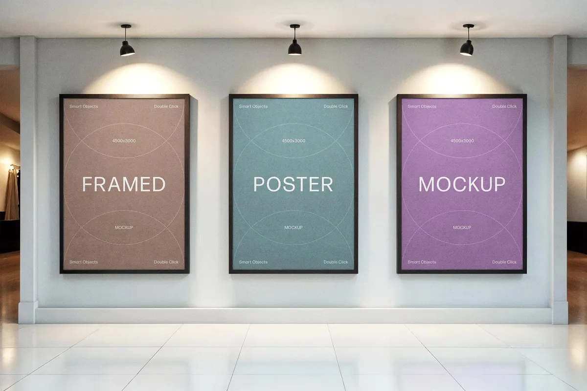Gallery A4 Framed Posters Mockup
