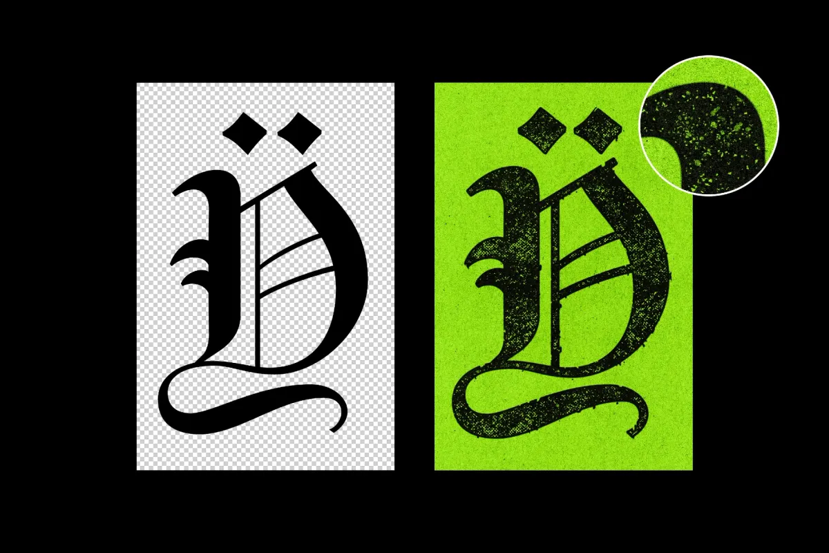 Colored Stamp Bleed Text Effect