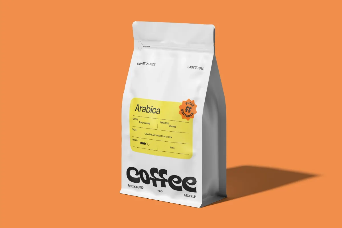 Coffee Bag Packaging Mockup