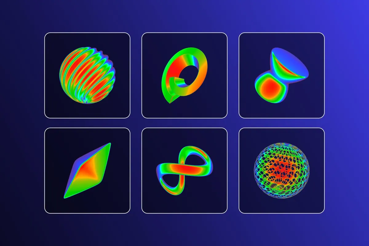 Iridescent Abstract 3D Objects