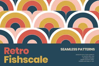 Retro Fish Scale Seamless Patterns