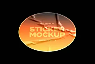 Wrinkled Oval Sticker Mockup