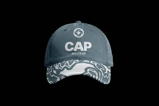 Baseball Cap Mockup with Patterned Brim