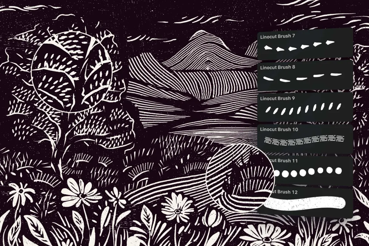 Procreate Craftsman Linocut Brushes