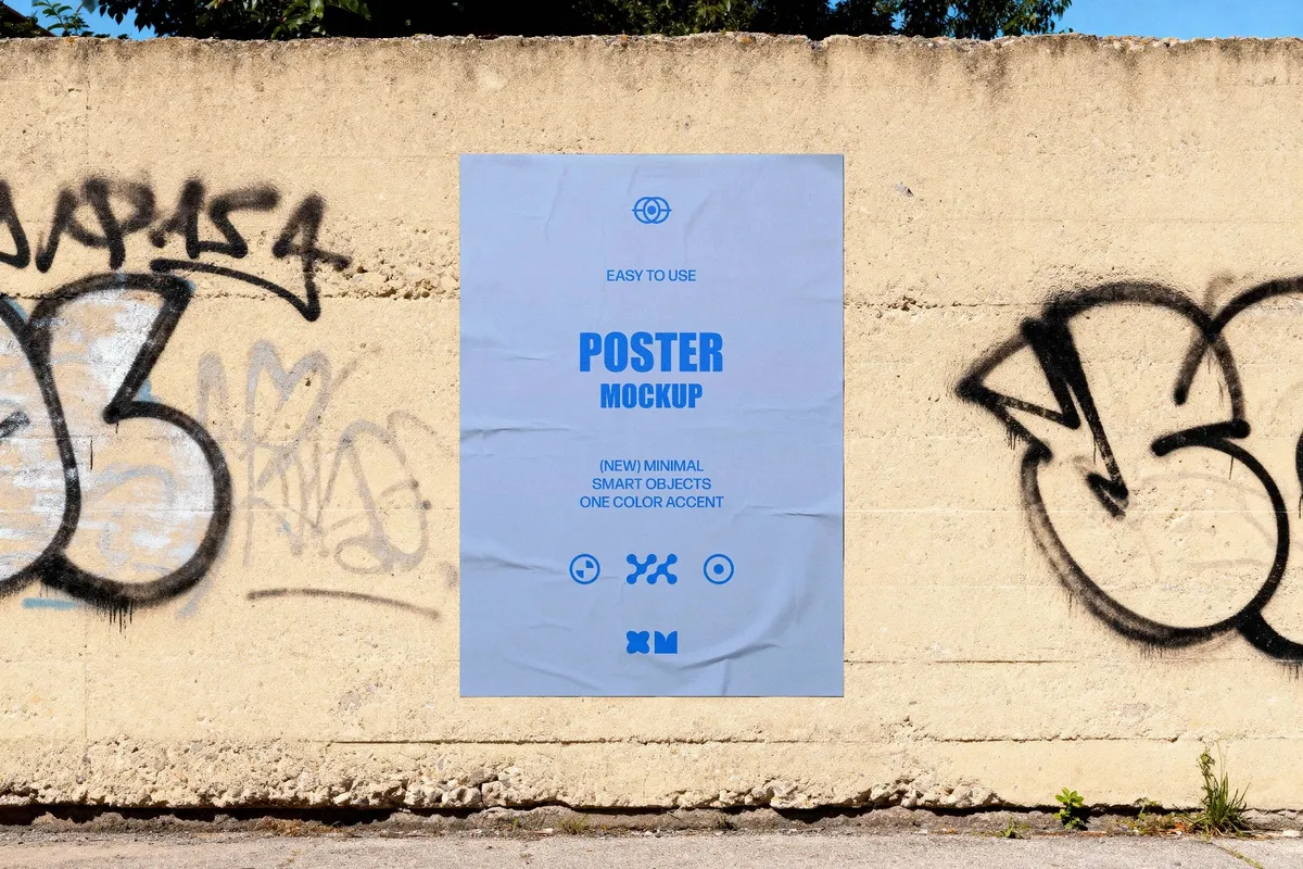 Paper Poster Mockup on Graffiti Wall