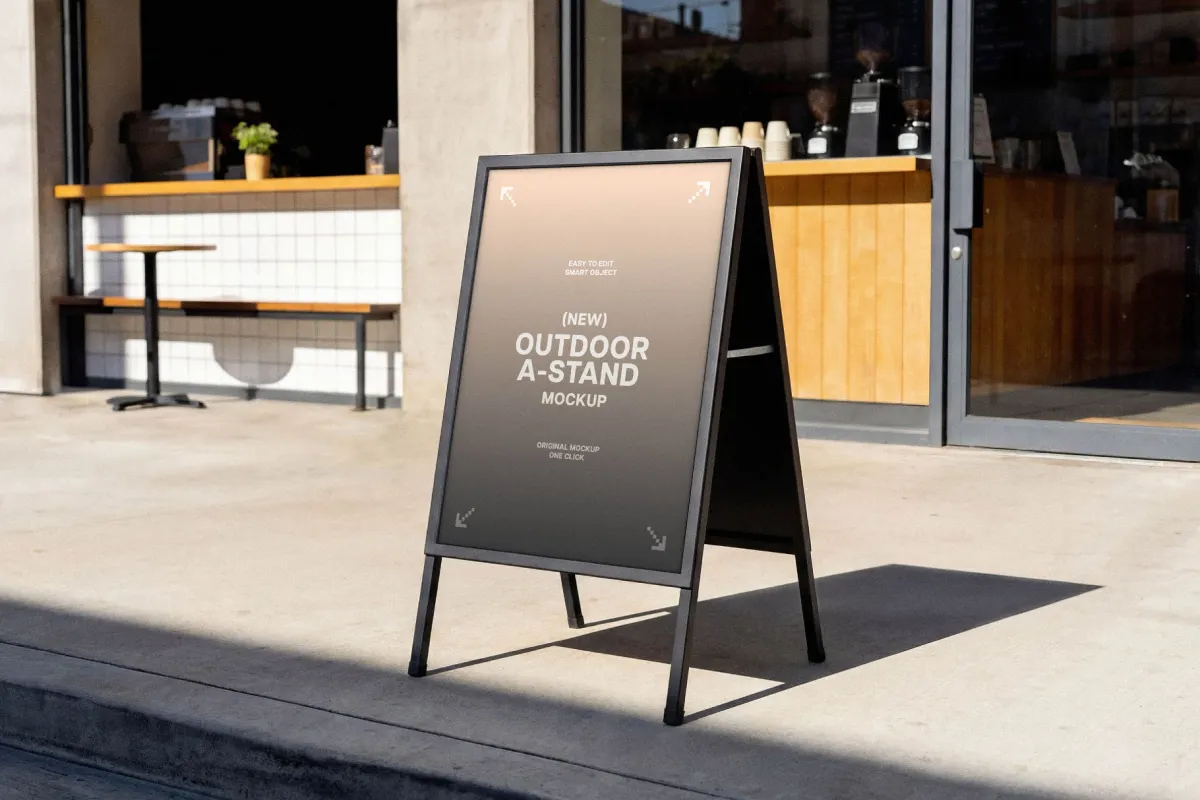 Coffee Shop A-Stand Signage Mockup