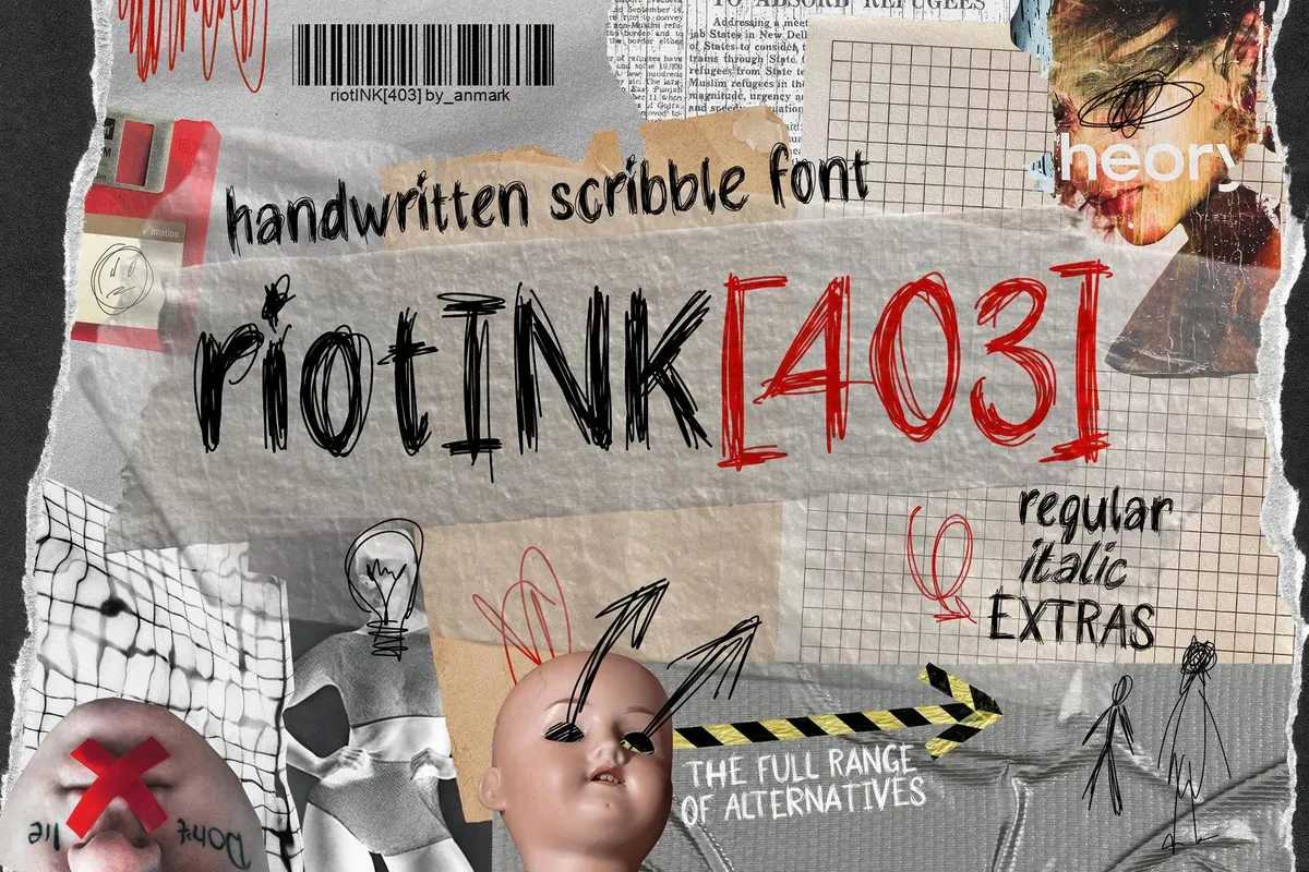 RiotINK. Handwritten Scribble Font