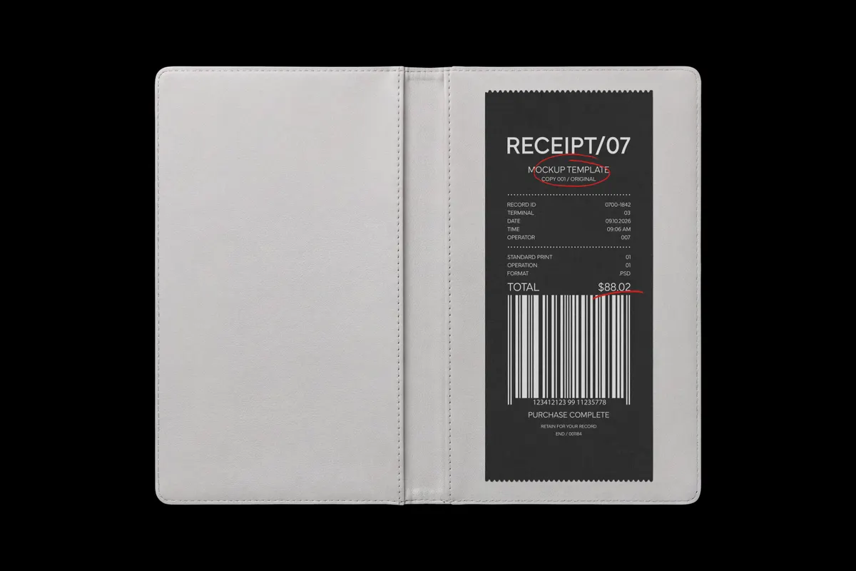 Receipt Mockup in Bill Holder