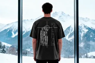 Streetwear T-Shirt Mockup with Rear View
