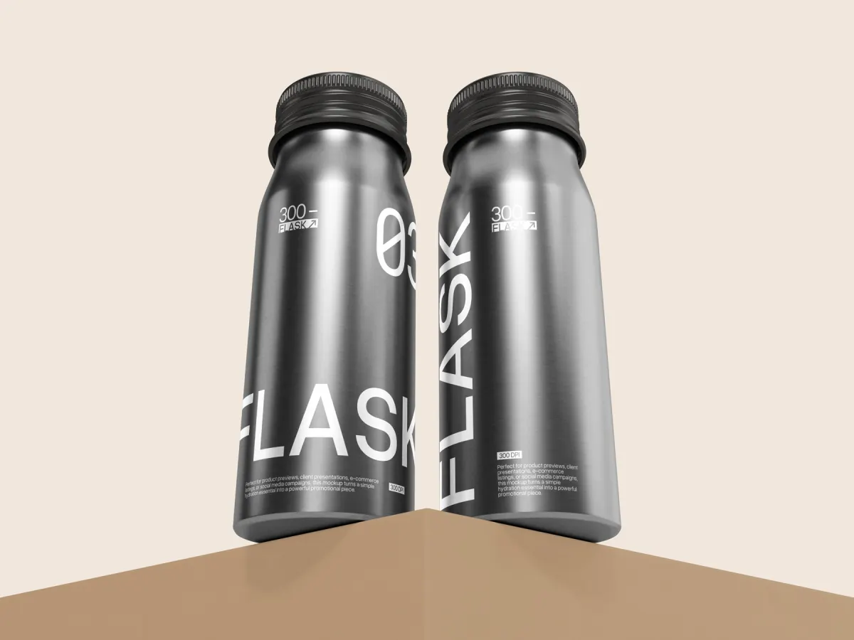 Flask Water Bottle Mockup