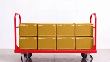 Stacked Boxes Mockup on a Trolley