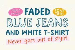 Faded Blue Jeans: Handwritten Sans Outline Display