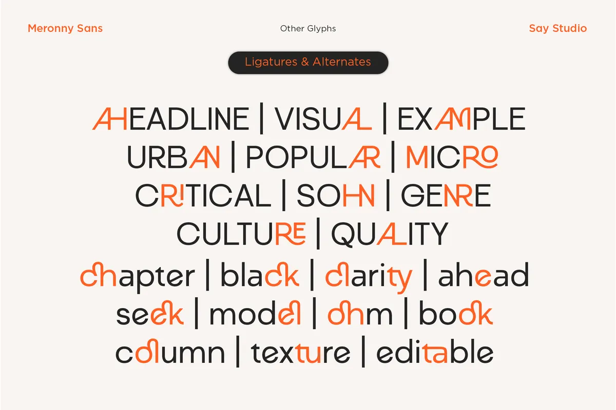 Meronny - Geometric Ligature Sans Serif Font