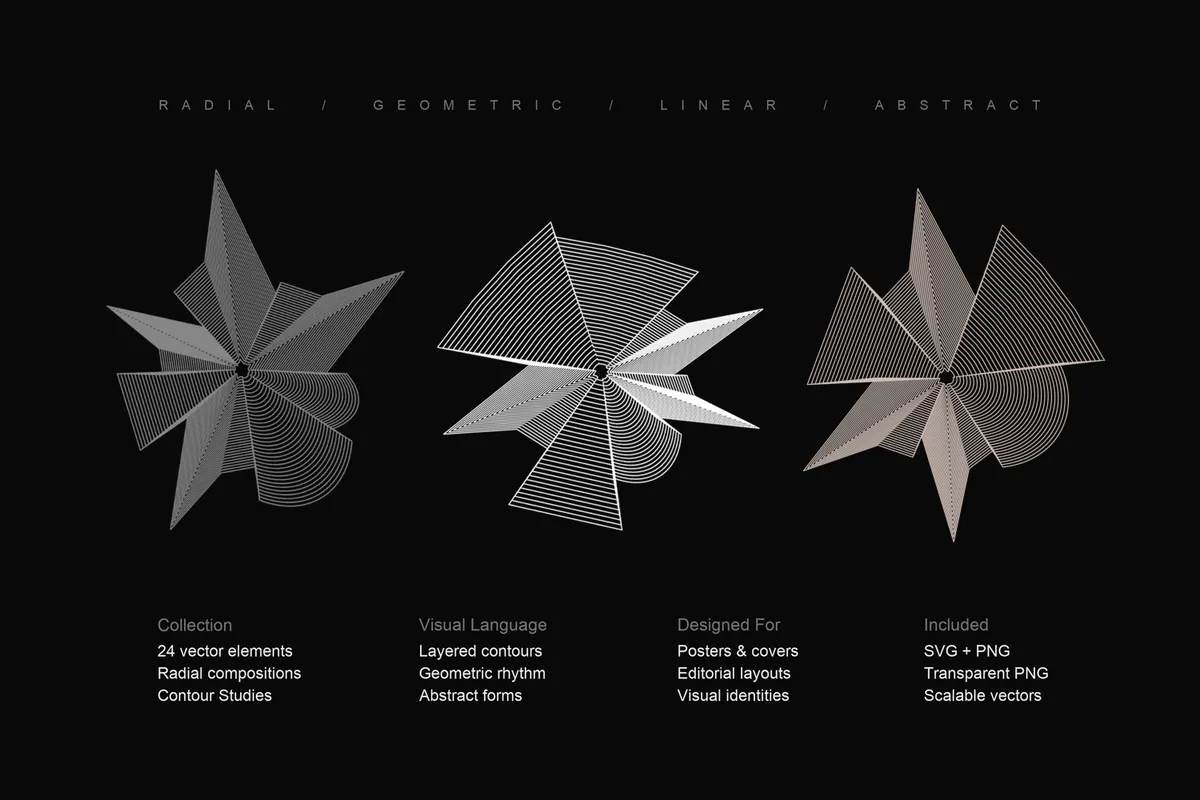 Contour Studies. 24 Vector Elements