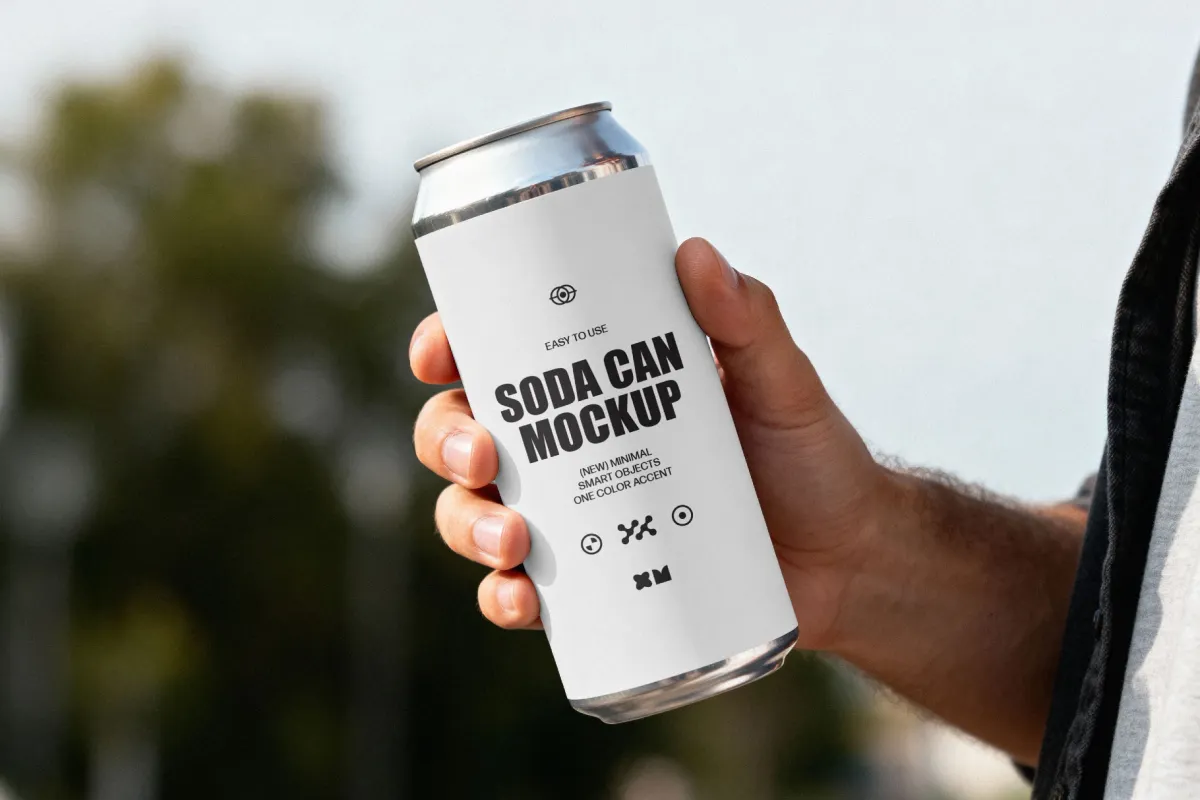 Soda Can Mockup in Hand