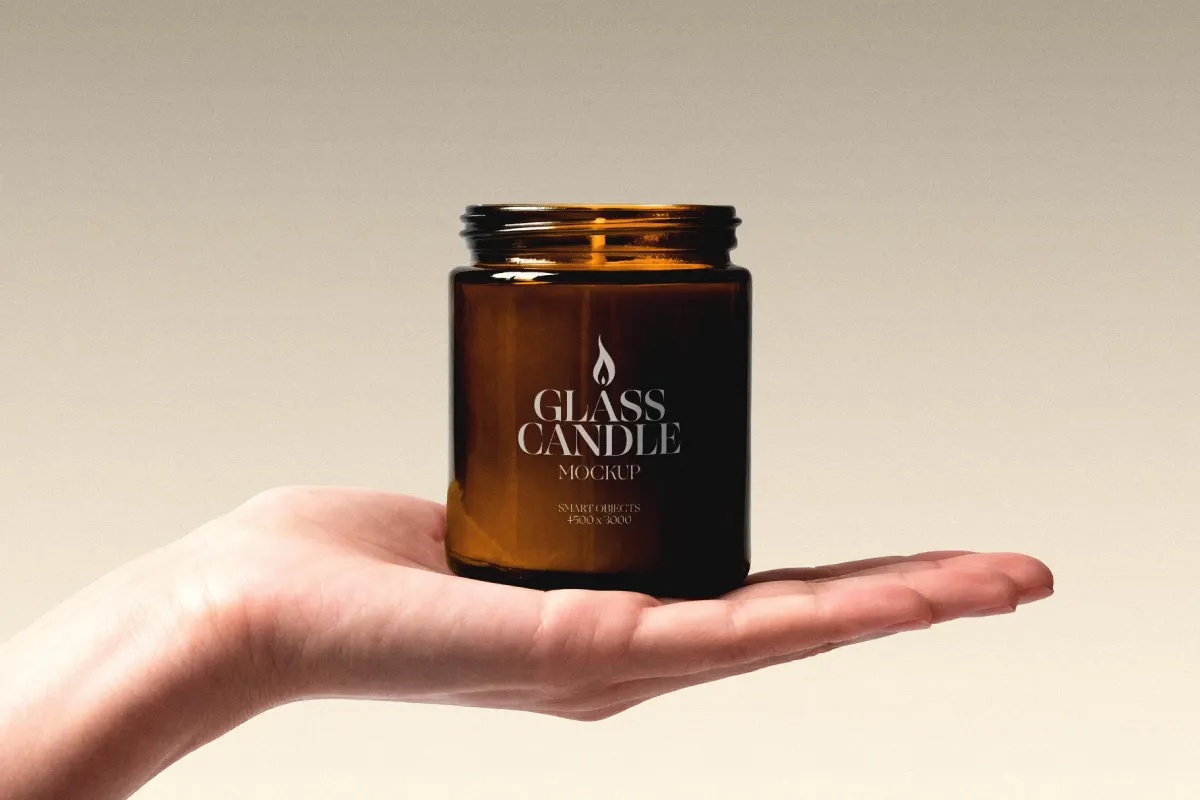 Candle Mockup on Hand