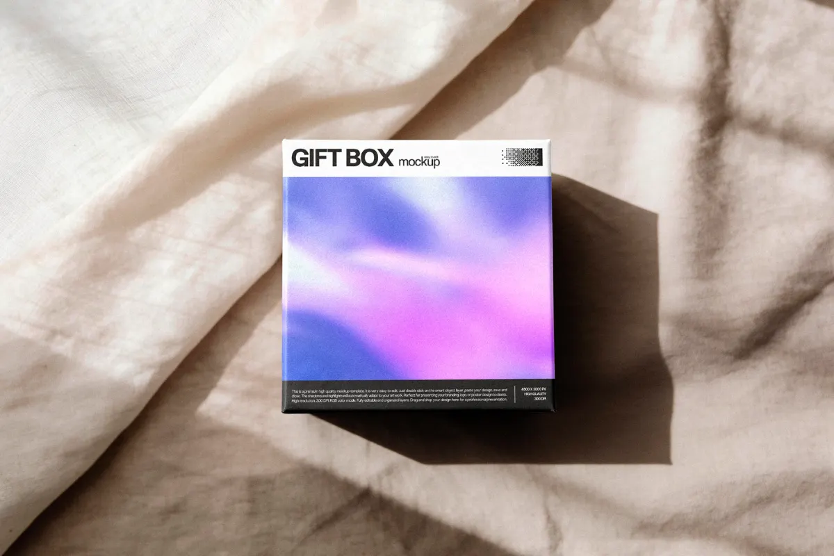 Gift Box Mockup on Linen
