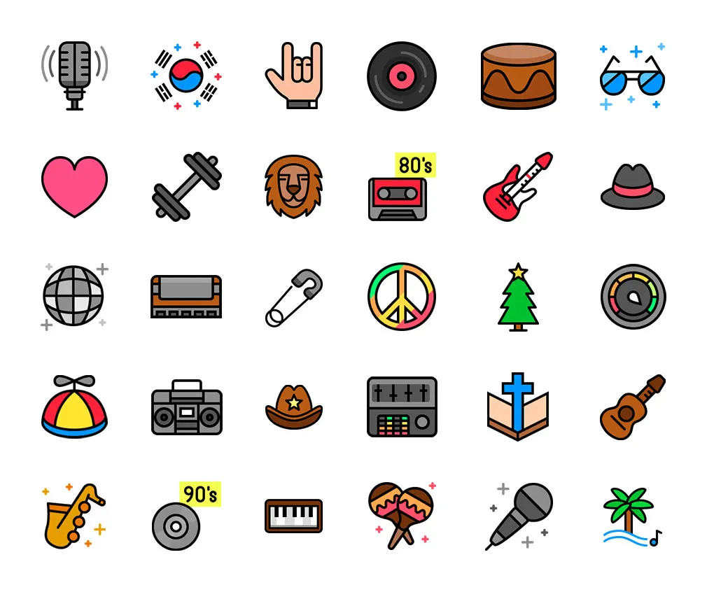 Music Genres Icons Set