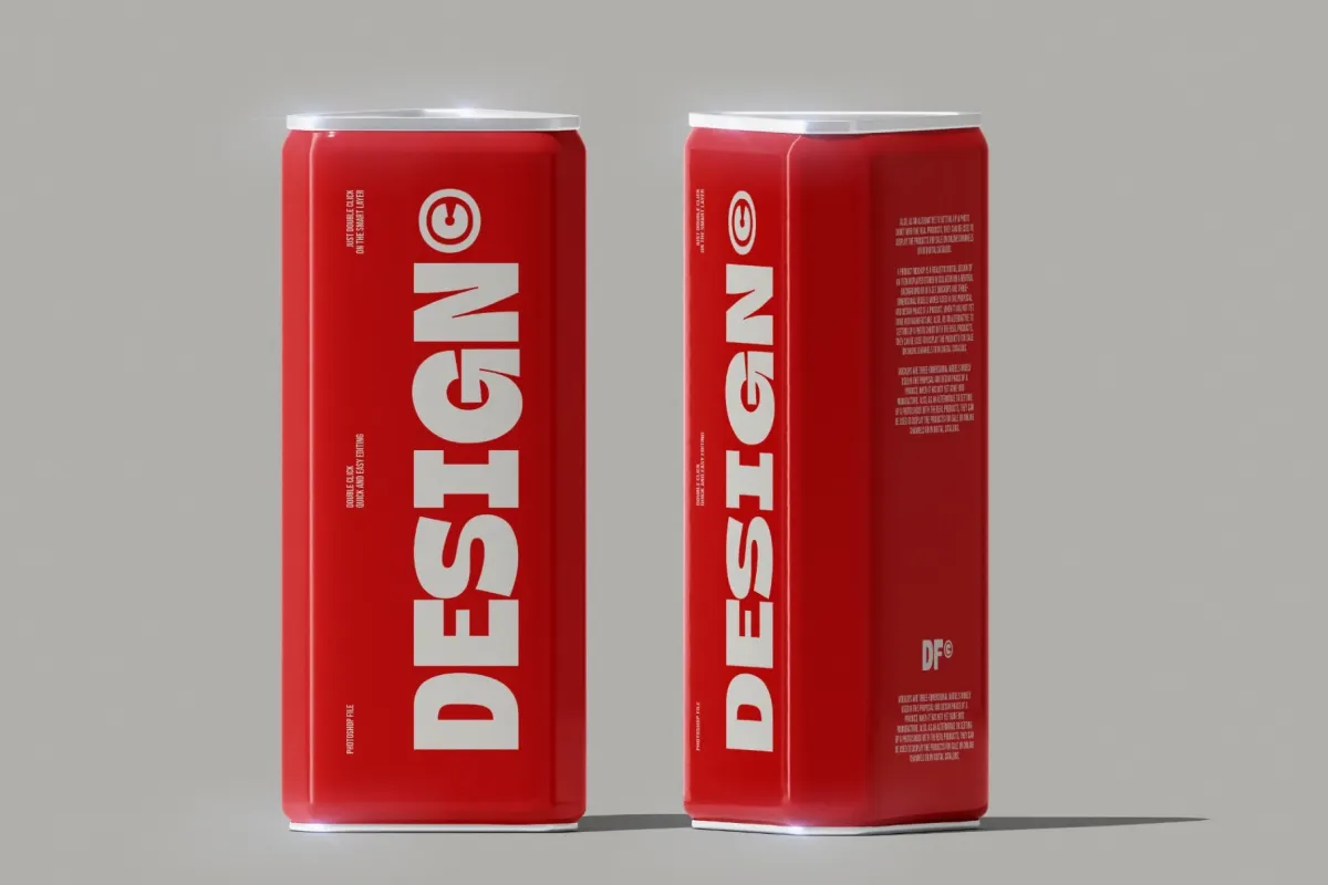 Front & Side Triangular Can Mockup