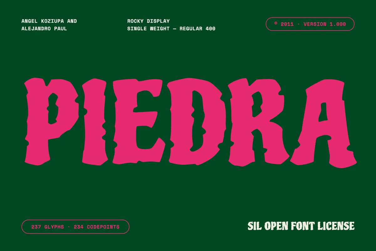 Piedra - Free Rocky Display Font
