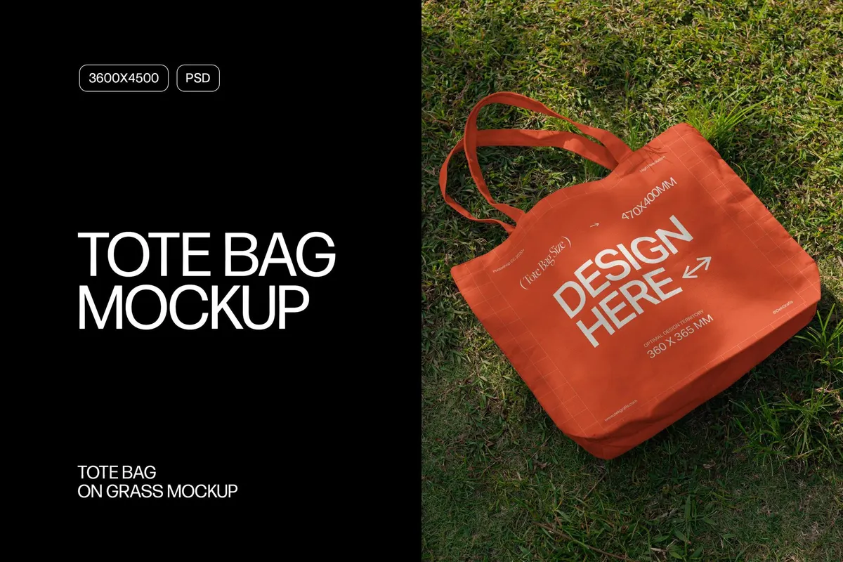 Tote Bag on Grass Mockup