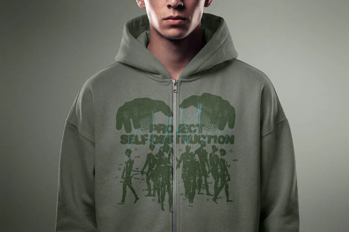 Streetwear Zip Hoodie Print Mockup