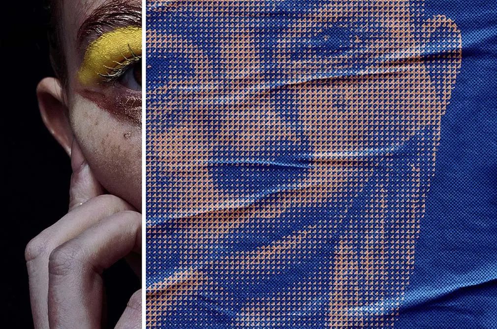 Halftone Texture Glued Effect