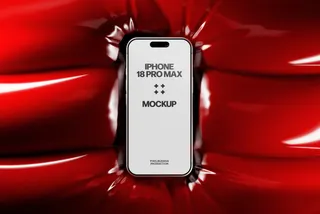 iPhone 18 Pro Max Mockup on Inflatable Surface