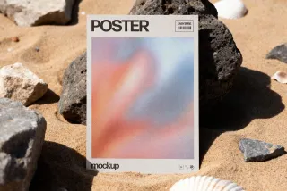 Beach Rocks Poster Mockup