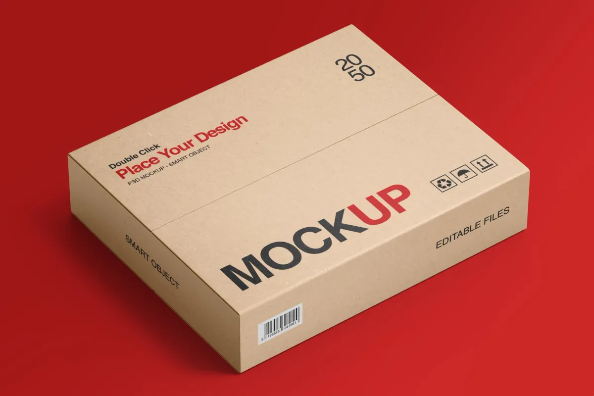 Foldable Cardboard Shipping Box Mockup
