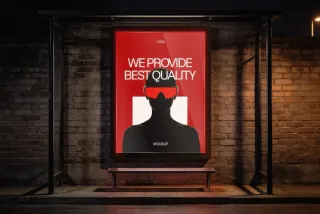 Bus Stop Advertising Billboard Mockup