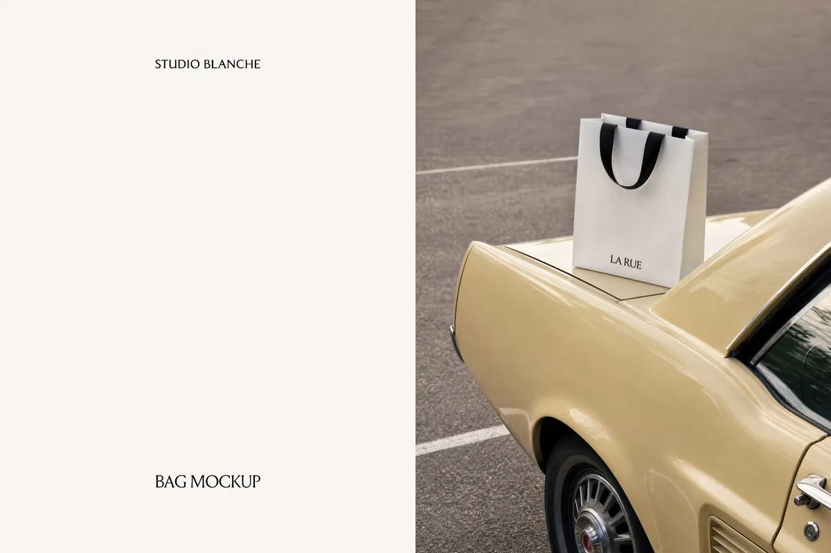Shopping Bag Mockup with Ribbon Handles
